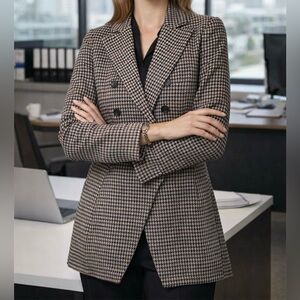 Liverpool Los Angeles Houndstooth Faux Double Breasted Blazer Coat S $139